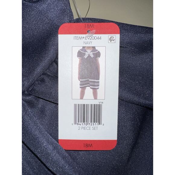 Rare Editions Girls Dress With Shorts 2-Piece Set Navy 18M - Picture 5 of 10